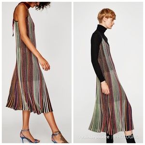zara metallic knit dress